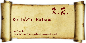 Kotlár Roland névjegykártya